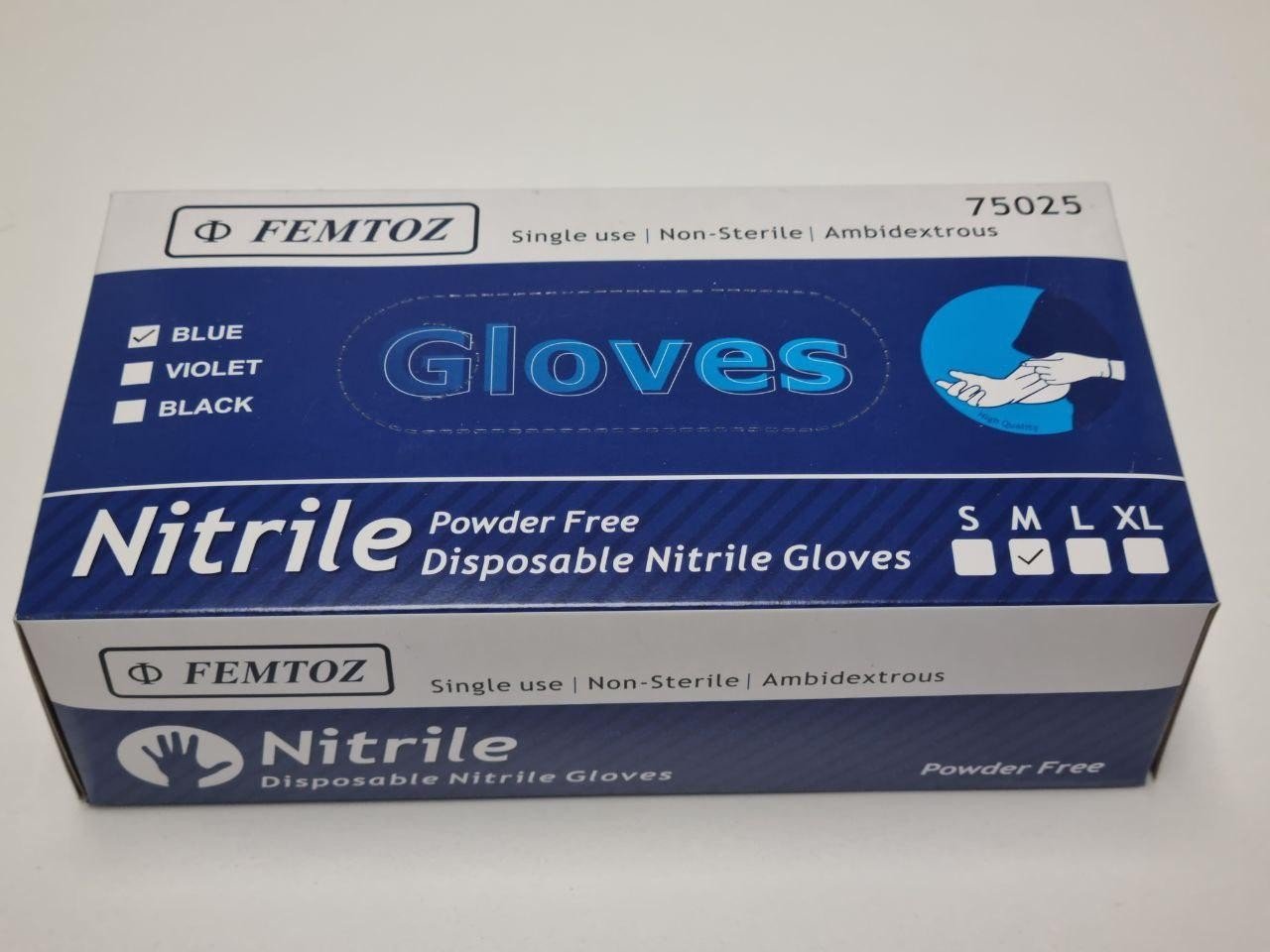 Femtoz Nitrile Exam Gloves, Powder-Free Medium Blue - Image 5